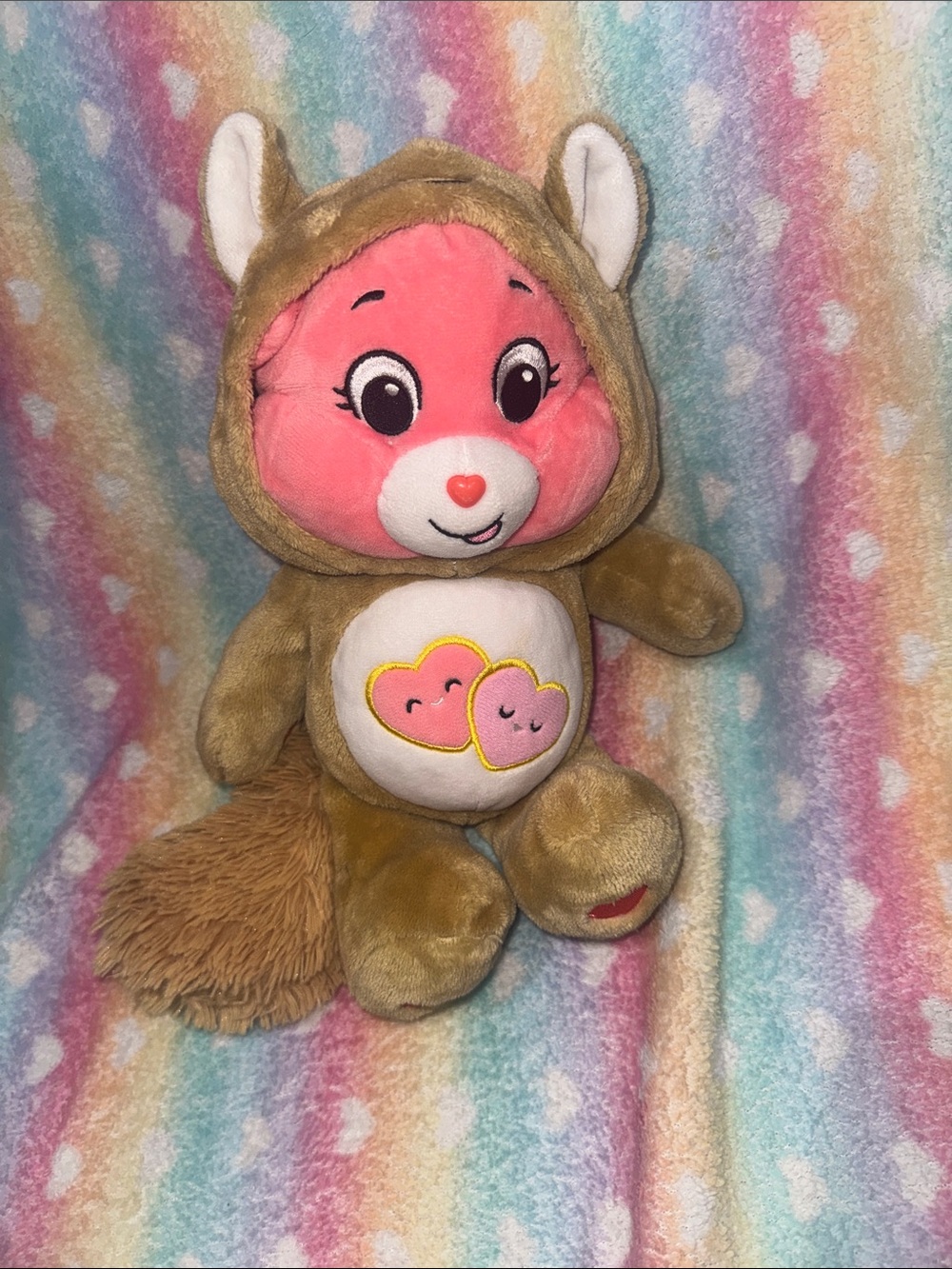 Care Bears Pink-Faced Brown Squirrel Plush with Heart Belly